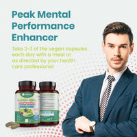 JeaKen - Super Mind Nootropics Supplements, Beetroot Capsules with Rhodiola Rosea, Lions Mane, L-Theanine and More, Boosts Focus, Alertness and Memory, 1200mg per Serving, 60 Vegan Capsules
