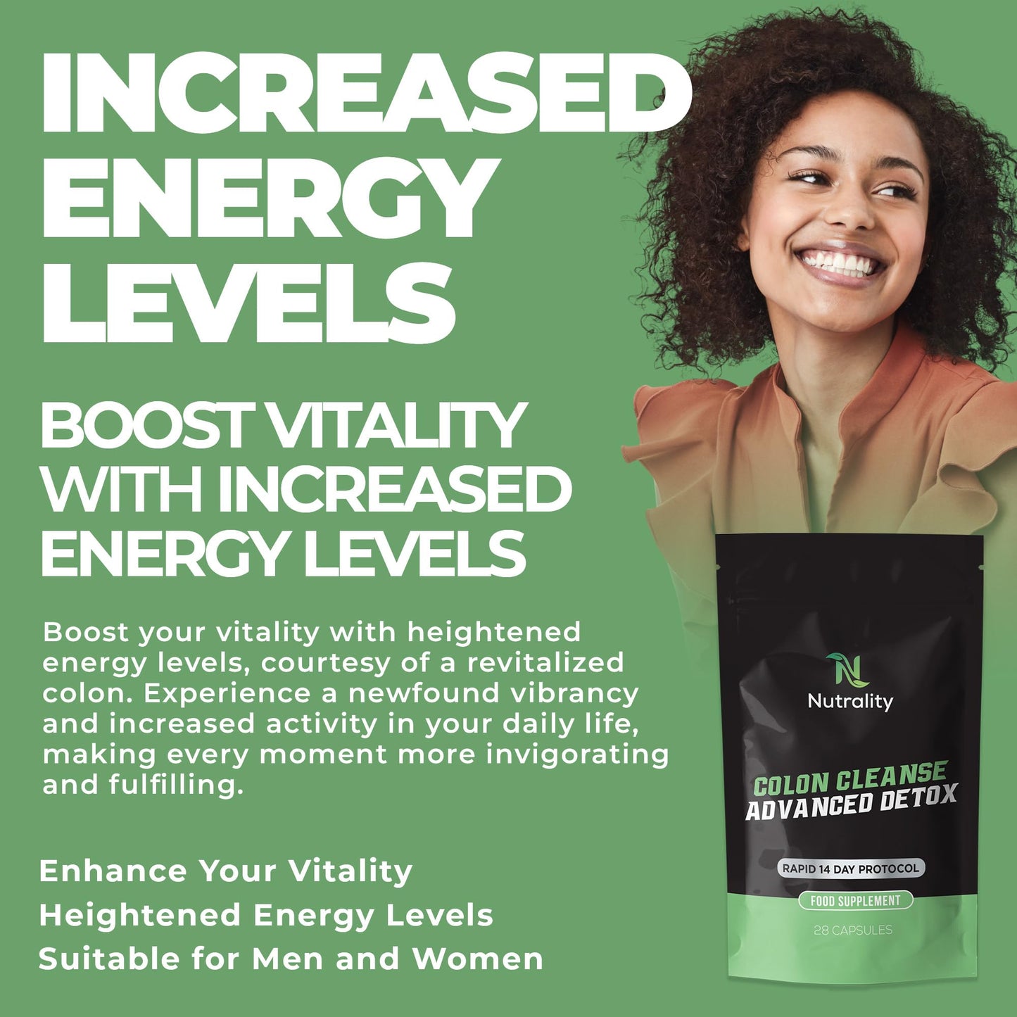 Nutrality Colon Cleanse Advanced Detox Supplement | 14-day Rapid Protocol for a Healthier You | Laxative for Constipation Relief, Stool Softener 100% Natural | Vegan | 28 Capsules