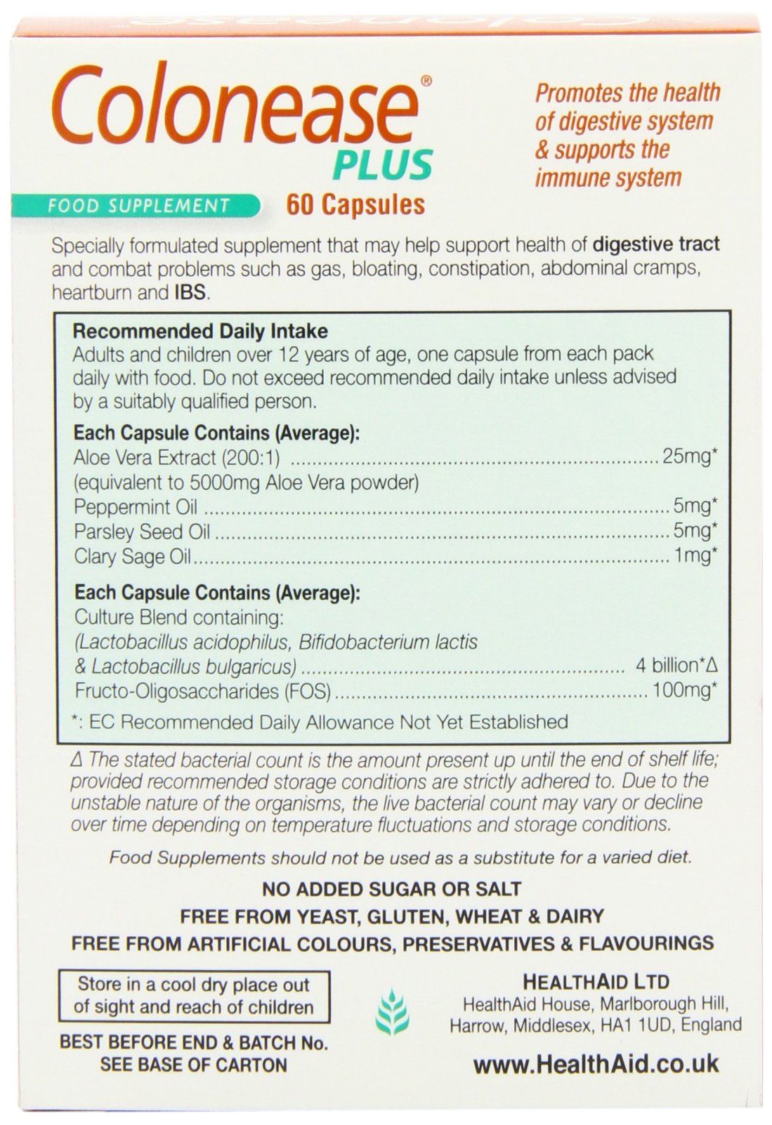 HealthAid Colonease®Plus - Pack of 60 Capsules