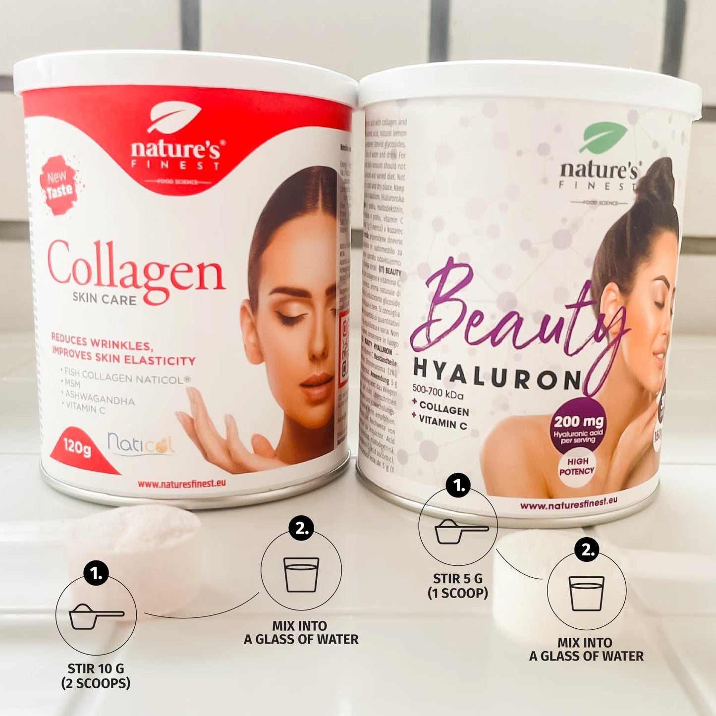 Nature's Finest by Nutrisslim Best Marine Collagen for Women with Hyaluronic Acid, Vitamin C and MSM - Fish Collagen (5000mg) - Collagen Skincare + Beauty Hyaluron