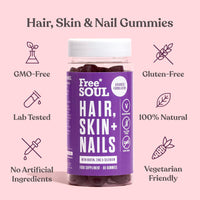 Free Soul Biotin Hair Supplement – Hair, Skin, & Nails Gummies – Delicious Chewable Hair Skin and Nails Vitamins – Biotin Enhanced with Vitamins B6, B12, Zinc, Selenium, E, A, C & D – 60 Gummies