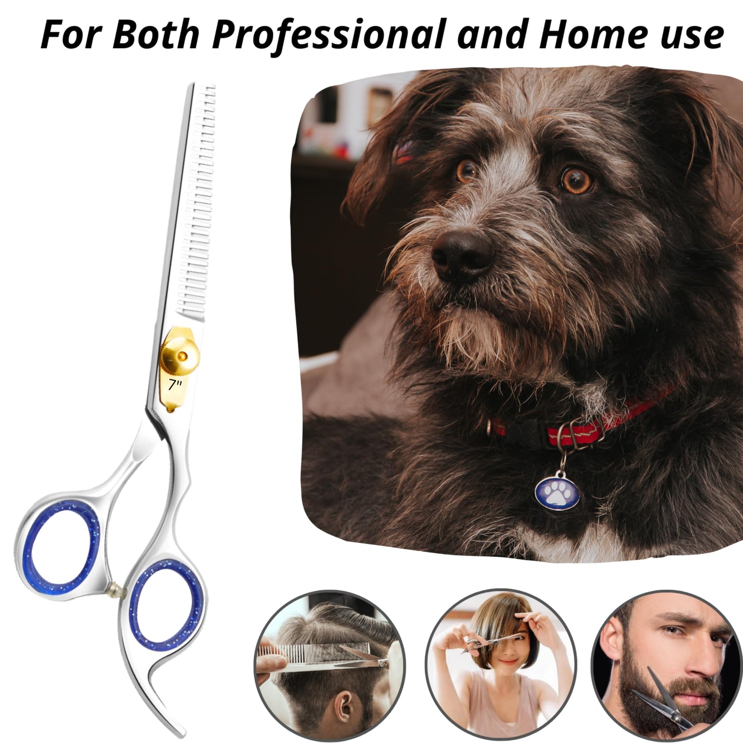 Wish Beauty Glamified – Professional Hair Thinning Scissors, Texturizing Shears for Hairdressing, 7 Inch Overall Length with Fine Adjustment Tension Screw – Japanese Stainless Steel (7" Thinning)