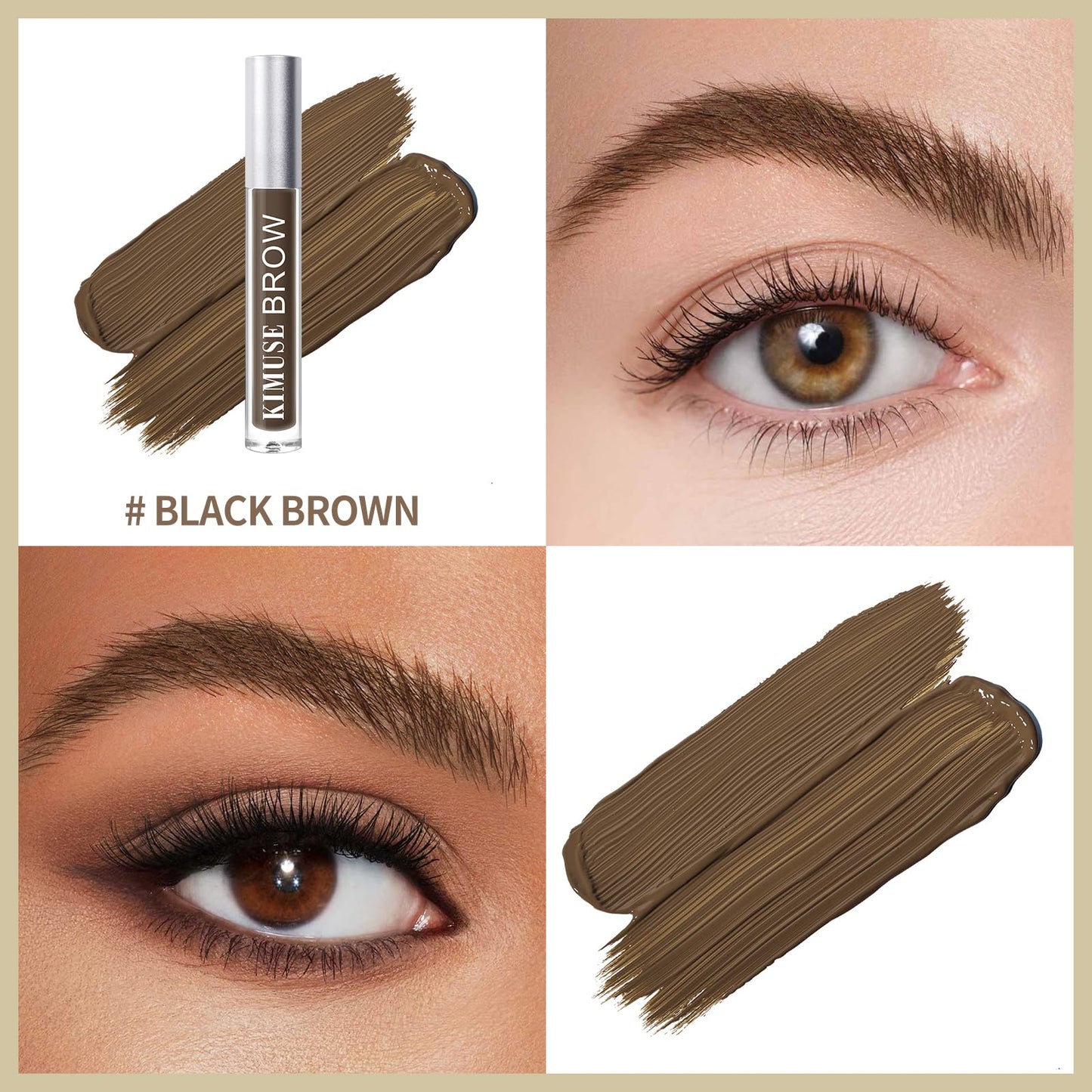 KIMUSE Eyebrow Gel, Eye Brow Tint, Waterproof, Long-Lasting, Smudge-Proof, Transfer-Proof (BLACKBROWN)