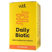 Vitl Daily Biotic with 9 Probiotic Strains - 30 Vegan Capsules - Probiotic with a Complex Blend of Gut Friendly Bacteria - Restore Balance in The Gut & Aid Digestion - 1 Month Supply