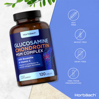 Glucosamine and Chondroitin MSM Complex | 120 Tablets | High Strength Supplement with Boswellia and Vitamin C | for Collagen Formulation | by Horbaach