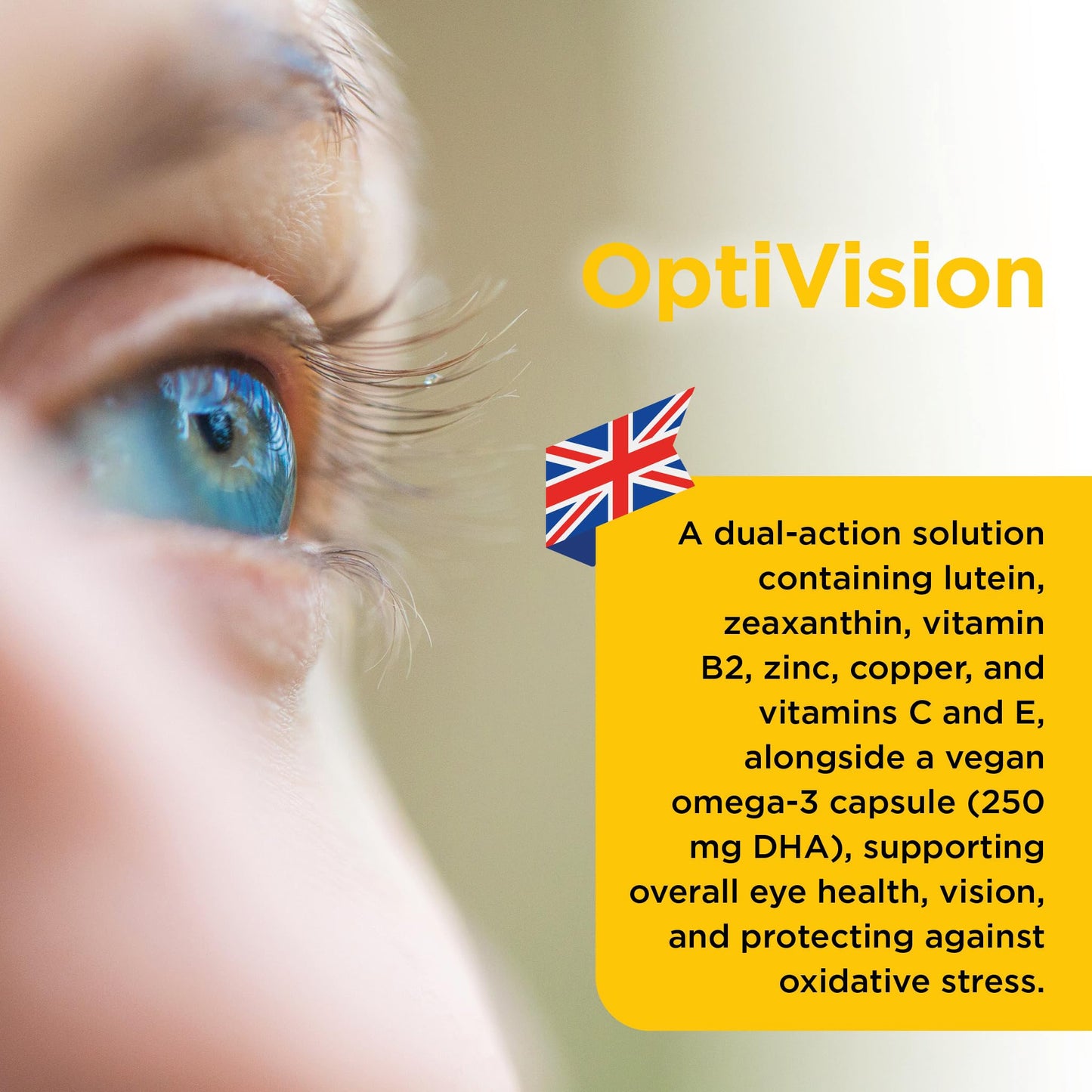 Healthspan OptiVision (1 Month Supply) | Vegan Omega 3 with high Levels of DHA | with Vitamins B2 & zinc to Support Vision | Vegan