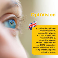 Healthspan OptiVision (1 Month Supply) | Vegan Omega 3 with high Levels of DHA | with Vitamins B2 & zinc to Support Vision | Vegan