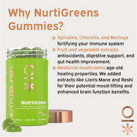 Nutriburst - NutriGreens Multipack - 22 Fruits + Vegetables + Herbs + Mushrooms + Live Bacteria Cultures - Boosted with Vitamins: Zinc, VIT C, D3, B5, B6, B12-3 Month Supply - Suitable for Vegans