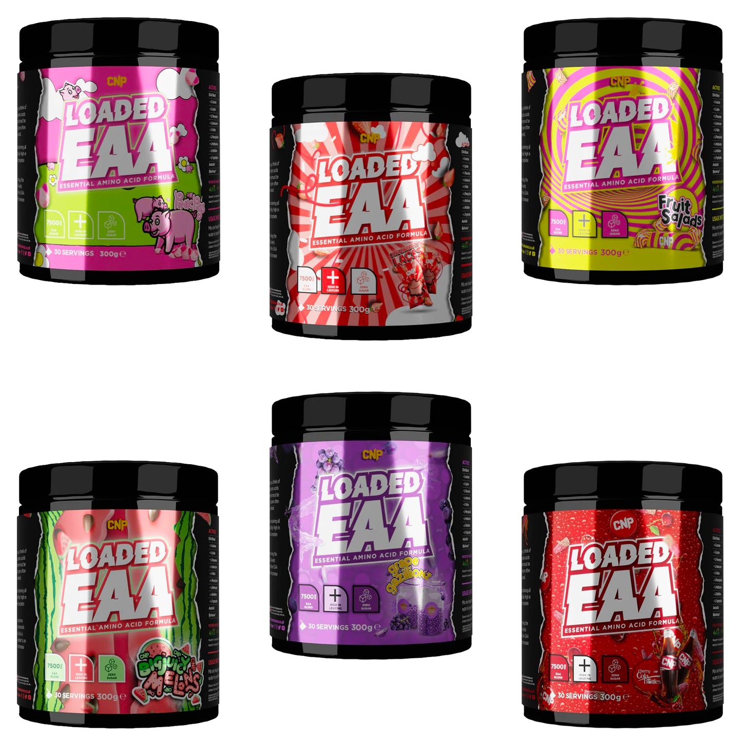 CNP Professional Loaded EAAs, Essential Amino Acids, BCAAs, Muscle Repair & Recovery Powder, 300g / 100g and 30/10 Servings, 9 Delicious Flavours (Big Juicy Melons, 300g)