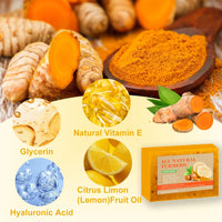 ISBEAUSOLS Lemon Turmeric Soap For Women- Turmeric Soap Bar For Acne Dark Spots Blackheads Soap- Dark Spot Corrector Remover,Acne Remover, Cleanses, Smooth Skin Soap Bar- Moisturizing Soap for Face and Body