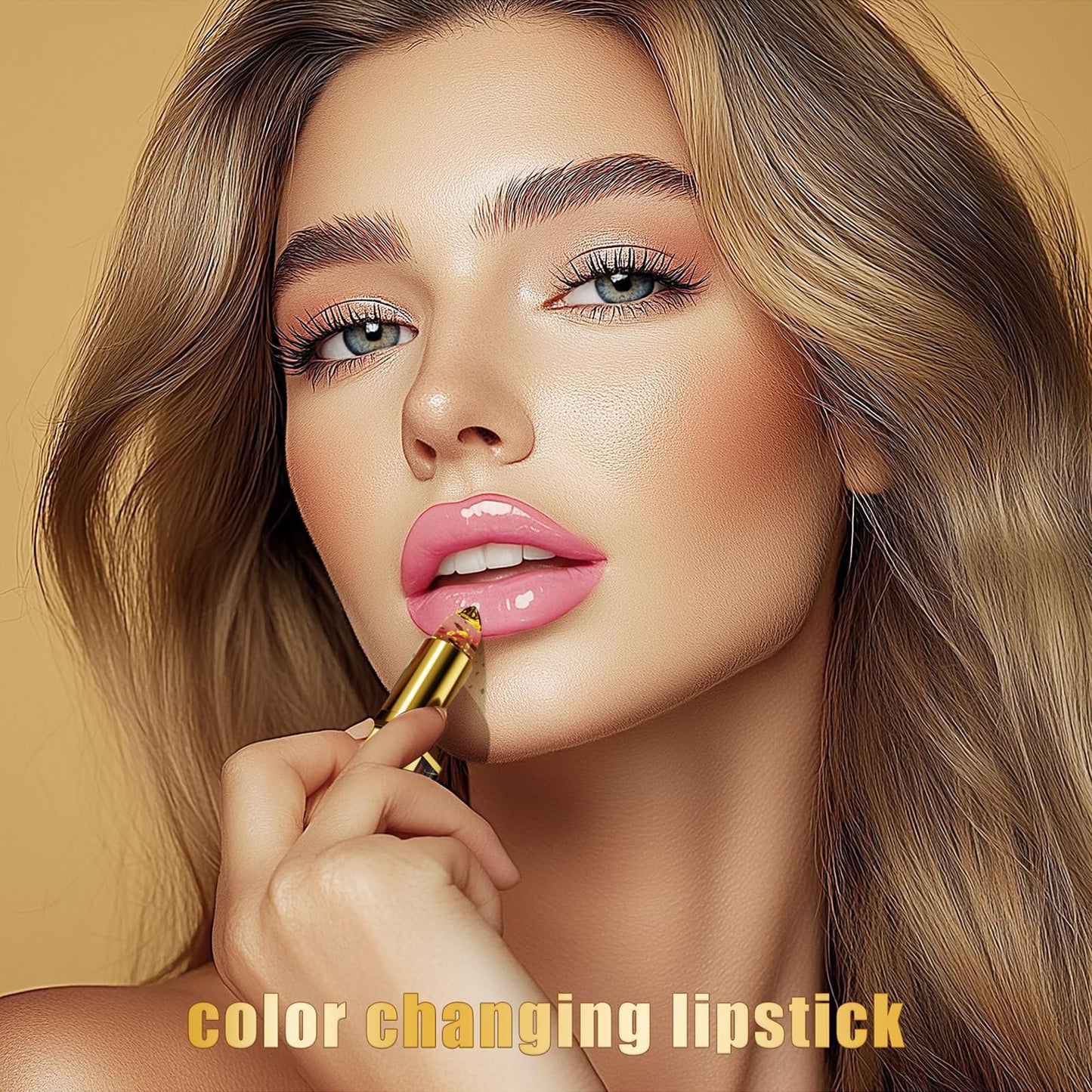 AurolaGlow Lipstick - Color-Changing Lipstick: Transfer-Proof Formula with Gold Foil & Crystal | 24H Hydration, Glossy Shine | Long-Lasting Lip Gloss