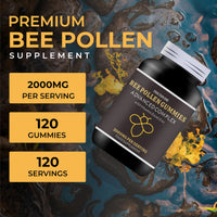 Fraction One Bee Pollen Gummies - 120 Gummies - 4 months Supply - 2000mg Bee Propolis with 100% NRV Vitamin D & Zinc per serving - Immune Boosting - Digestive Aid - Anti-inflammatory - Antiviral & Antibacterial