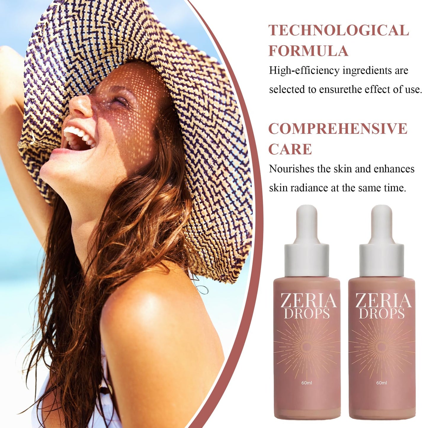 ExcellaElite 2 Pcs Sunless Tanning Drops, Body Face Tanning Drops to Naturally Boost Melanin for Men and Women to Enhance the Natural Skin Tone of the Body and Face