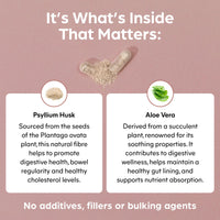 Purolabs Psyllium Husk Complex - High Purity 99.9% Fibre Supplement with Aloe Vera - Natural Digestive Support - Gut Health & Bowel Regularity - 90 Capsules
