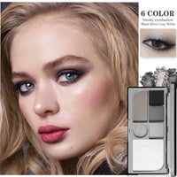 GEEWHILE Eyeshadow Palettes, Black Smoky Eye Shadow Pallets For Women, Highly Pigmented 6 Colors Black Silver Gray White Eyeshadow, Shimmer & Matte Long Lasting Eyeshadow Makeup Kits