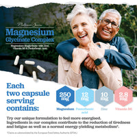 Magnesium Glycinate with Vitamin B6, Zinc and Pantothenic Acid - 120 Vegan Capsules - 250mg Elemental Magnesium from Chelated Magnesium per Serving - High Strength Magnesium Bisglycinate