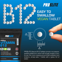 Vitamin B12 Tablets 365 High Strength 1000mcg Vegan B12 Supplement � Pure Methylcobalamin Tablets� Tiredness and Fatigue Tablets � Immunity Supplements Made in UK by PROELITE