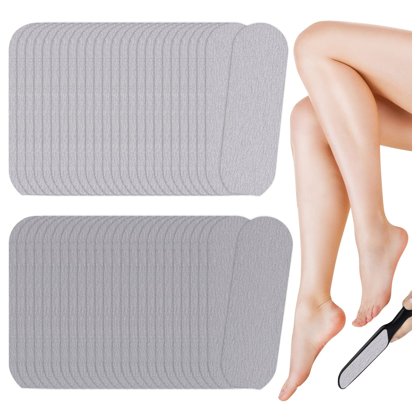 EBANKU 50 PCS Foot Files Reusable Stainless Steel Foot File Callus Remover Professional Abrasive Feet Rasp Foot Refill Pads Pedicure Sandpapers Replacement (Gray)