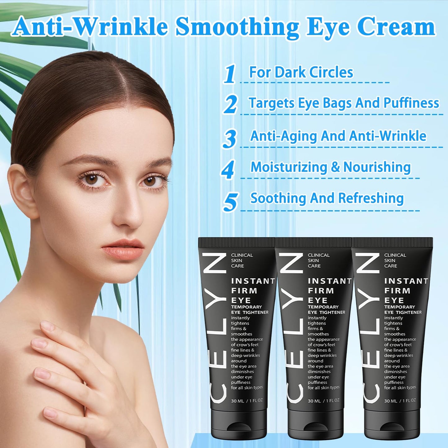 INBOLM 3Pack Eye Bag Cream Instant Firm Eye Tightener Instant Firm Eye Cream Tightener Eye Bag Cream Moisturizing Treatment With Eye Cream Massager