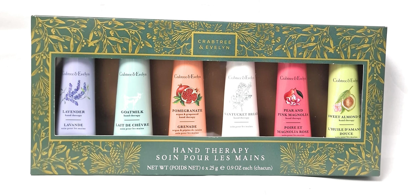 Crabtree & Evelyn Six Pack Floral Scented Hand Therapy Cream Gift Set (6 x 25ml) Ideal for him or her