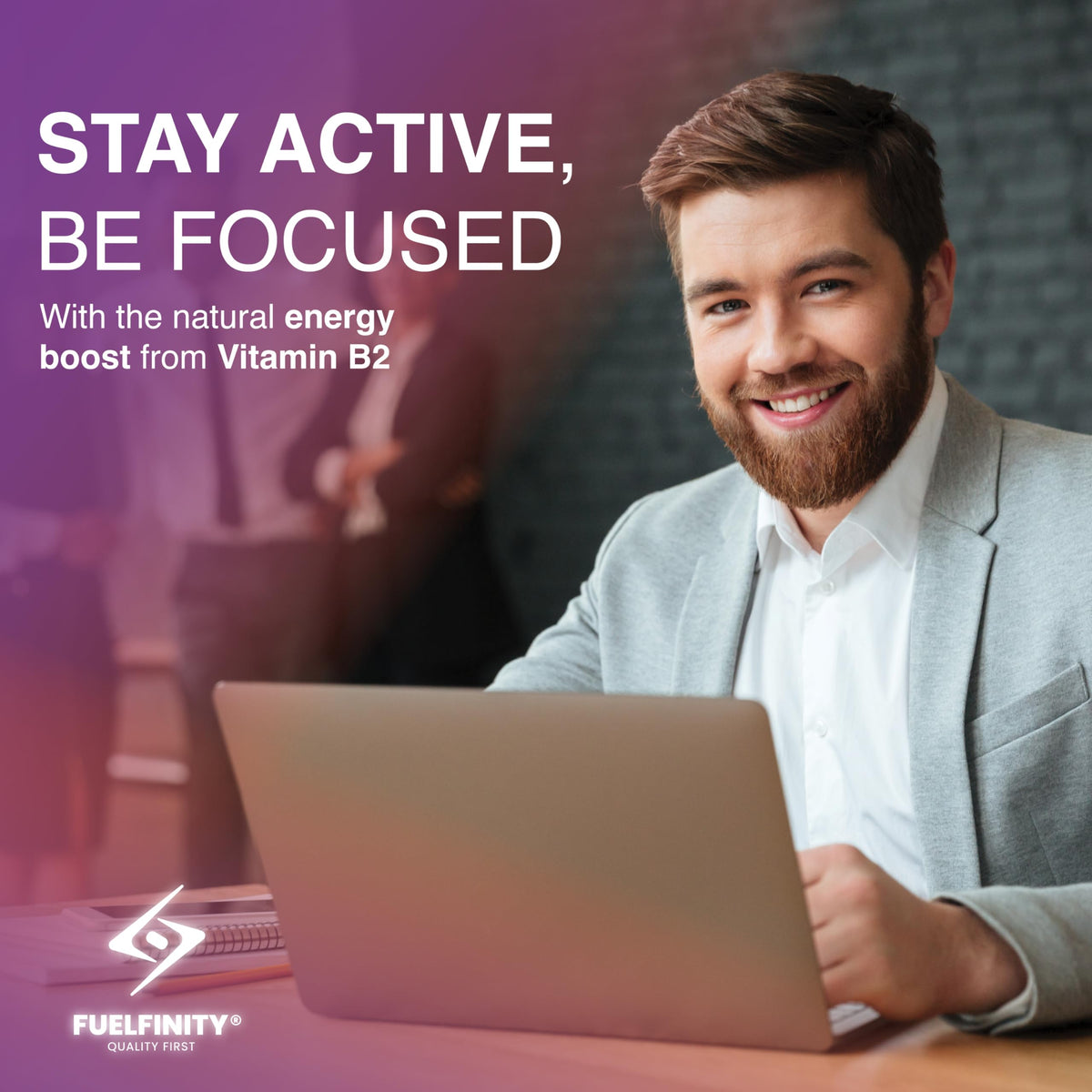 FuelFinity® Vitamin B2 Riboflavin 400mg - for Energy & Migraine Relief Support - 120 Days Supply - Made in UK, Vegan, No additives