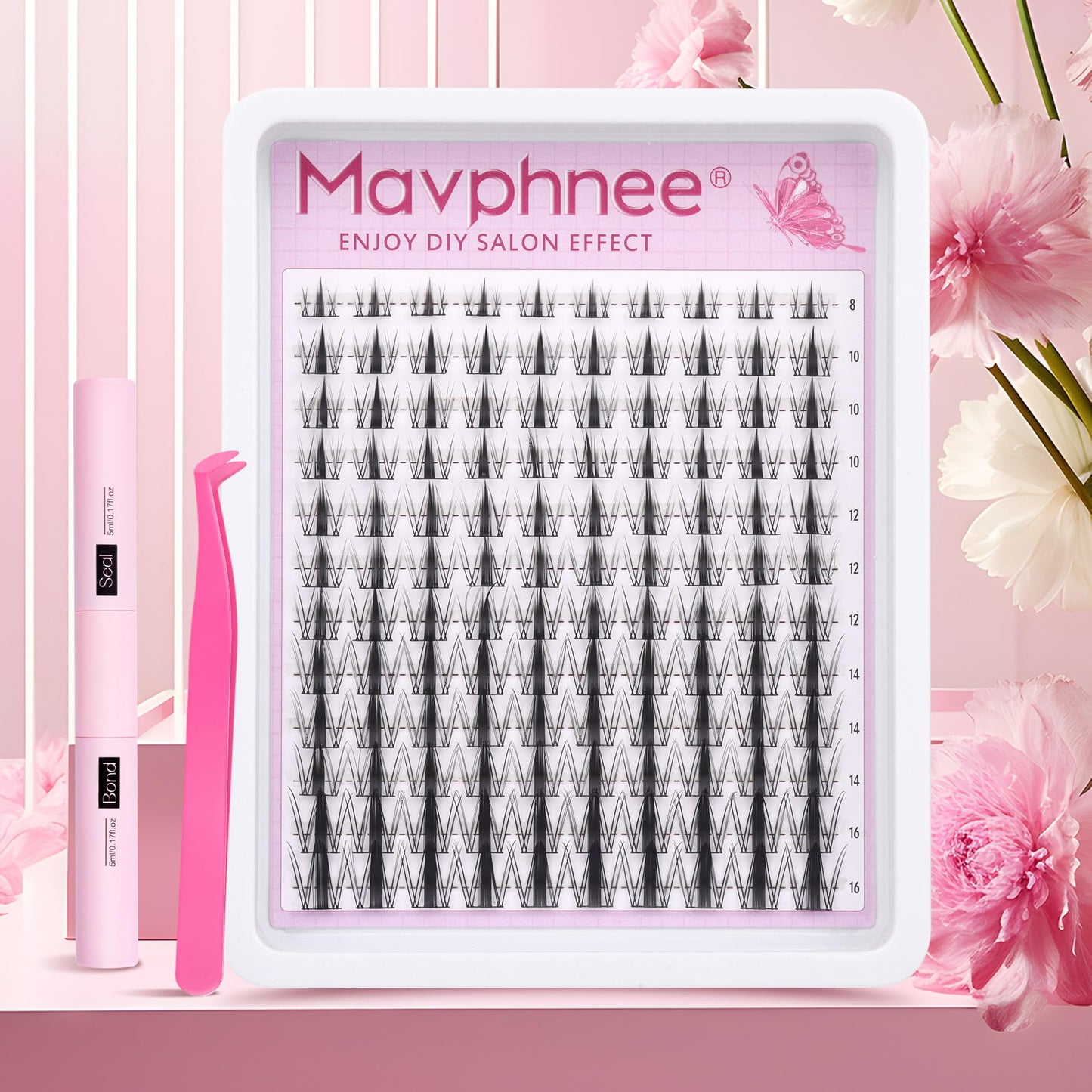 Manga Lash Clusters Kit Spiky Cluster Eyelash Extensions Kit Anime Lashes Individuals Dramatic Lash Extensions Kit DIY at Home 8-16MM Cluster Lashes Kit with Bond and Seal Waterproof and Tweezers