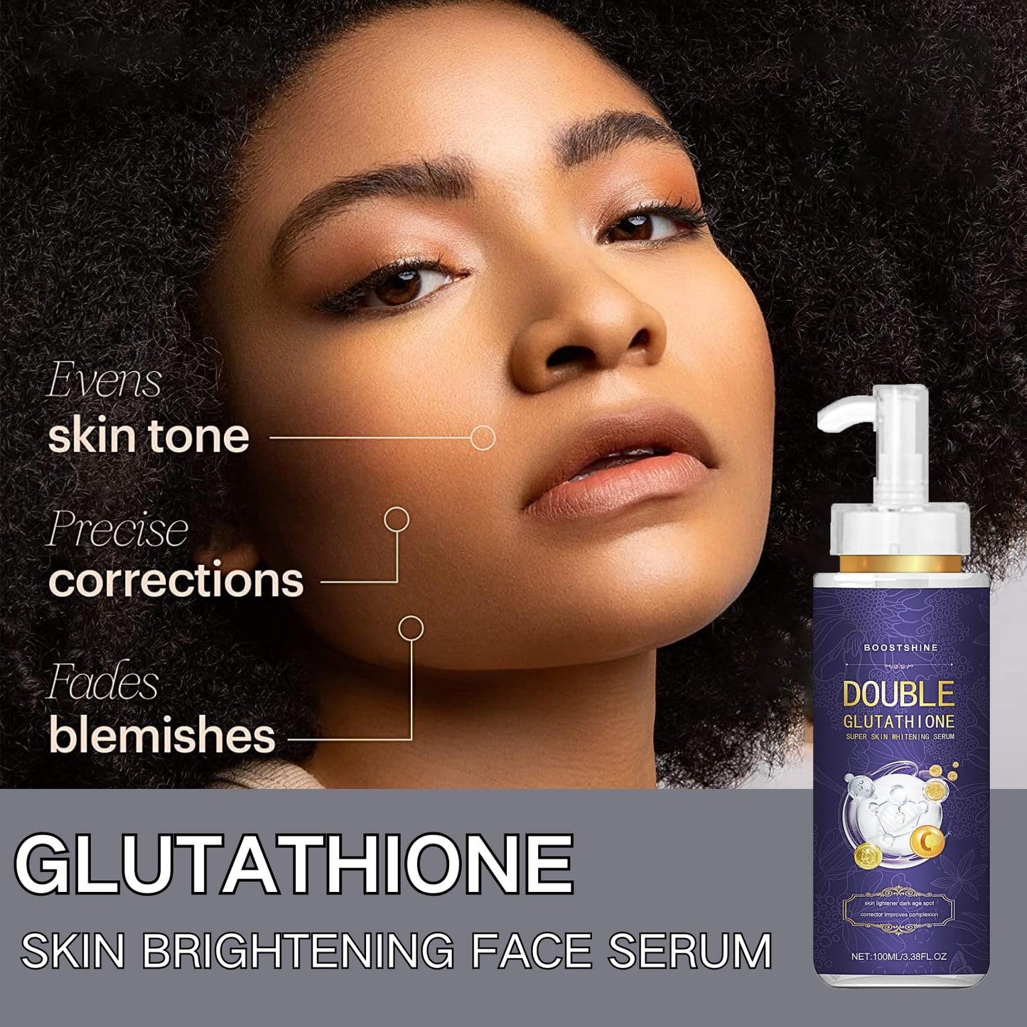 IZBEAUVO Glutathione Serum,Glutathione Skin Brightening Face Serum,Glutathione Serum for Face with KOJIC ACID and Niacinamide,Hydrating serum Reduce Dark Spot & Improve Skin Tone Large-capacity 100 ML