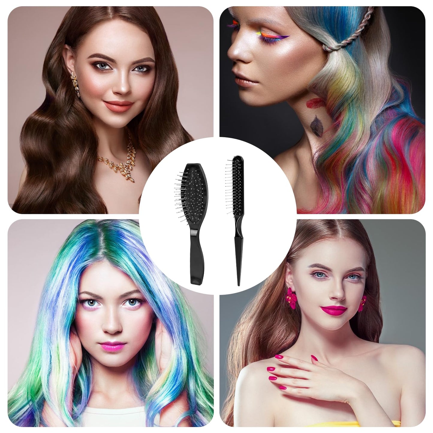 Mozeat Lens Wig Brush Set: Stainless Steel Wire Bristle Brush for Portable Synthetic Hair Wigs and Extensions