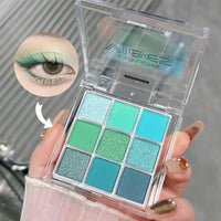 QUIWEN Green Eyeshadow Palette, Glitter Eye shadow Makeup, Shimmer & Matte Waterproof Eye Shadow Palette, Green Forest EyeShadow Make Up With 3 Eyeshadow Brushes