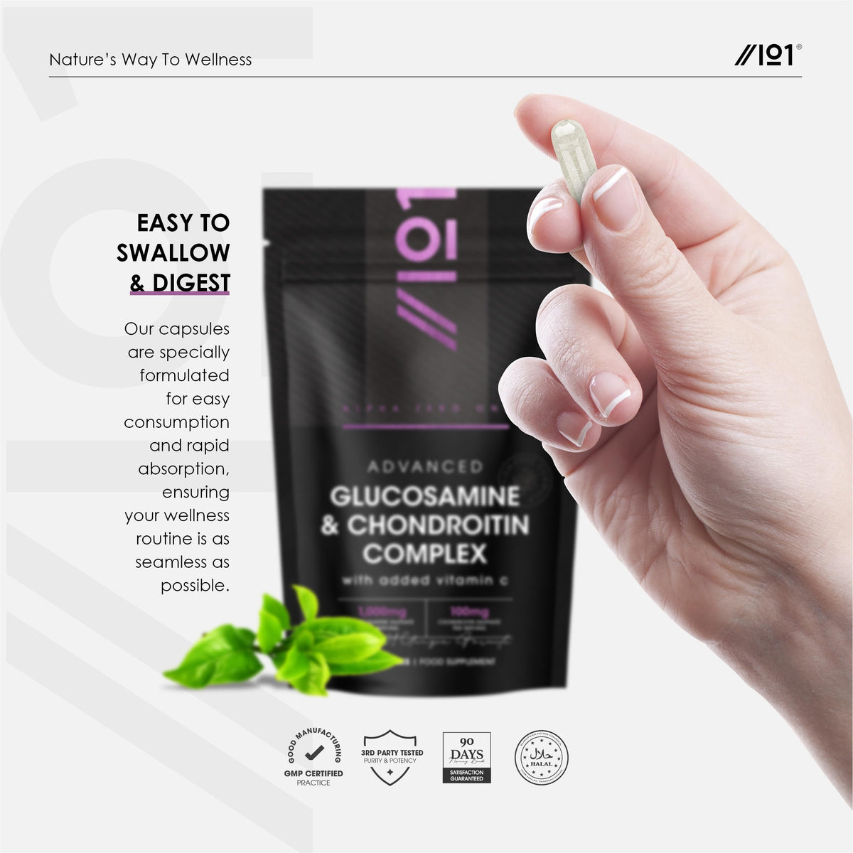 ALPHA01 Glucosamine & Chondroitin Complex - 90 Capsules - with MSM, Boswellia, Rosehip, Ginger & Turmeric - Made from Pasture Raised, Grass-Fed Bovine (45 Day Supply) by Alpha01