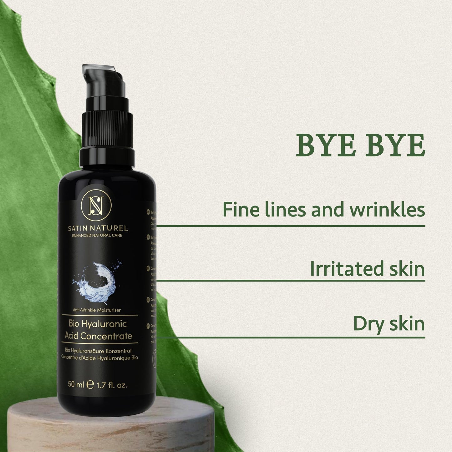 SatinNaturel Hyaluronic Acid Serum for Face 50ml, Face Serum Skincare for a Rejuvenated Skin - Collagen Serum for Face with Organic Aloe Vera for Sensitive Skin - Vegan Skin Care by Satin Naturel