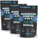 supplmnt. Supplmnt. Magnesium Glycinate 4-in-1 Complex - 2026mg Supplements as Bisglycinate, Citrate, Malate & Oxide 270 Vegan Capsules, Triple High Absorption 449mg Elemental, UK Made