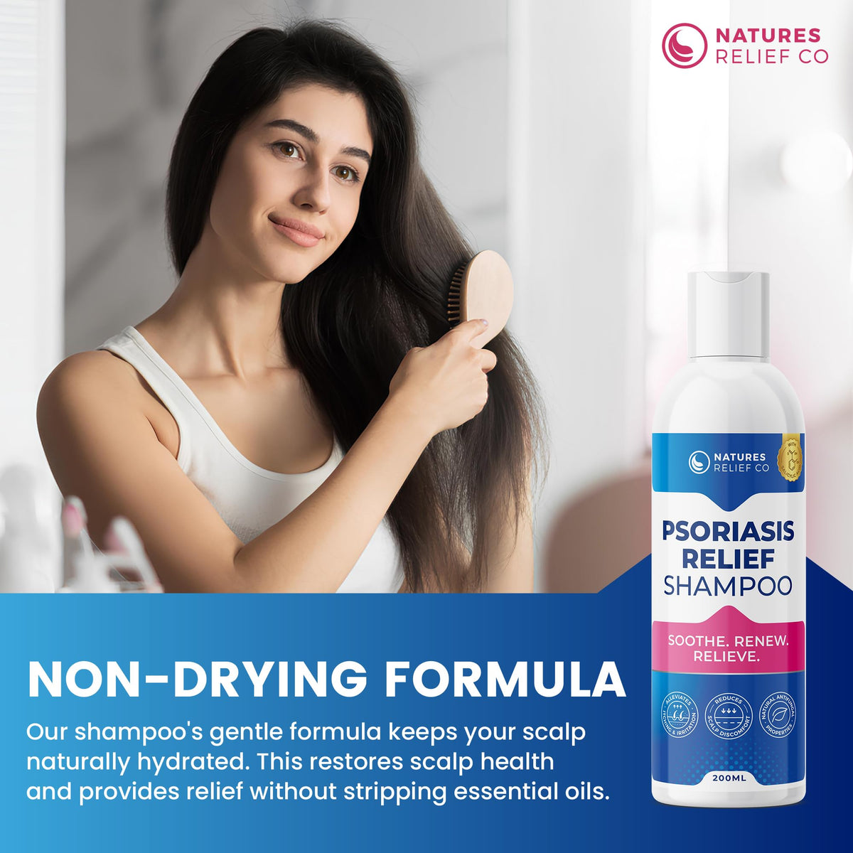 Natures Relief Co Psoriasis Shampoo with Salicylic Acid | Natural Scalp Treatment for Itchy, Flaky, Dry Scalp | Tea Tree, Lemongrass & Aloe Formula | Sulfate-Free, pH-Balanced | Daily Care for Healthy Hair | 200ml