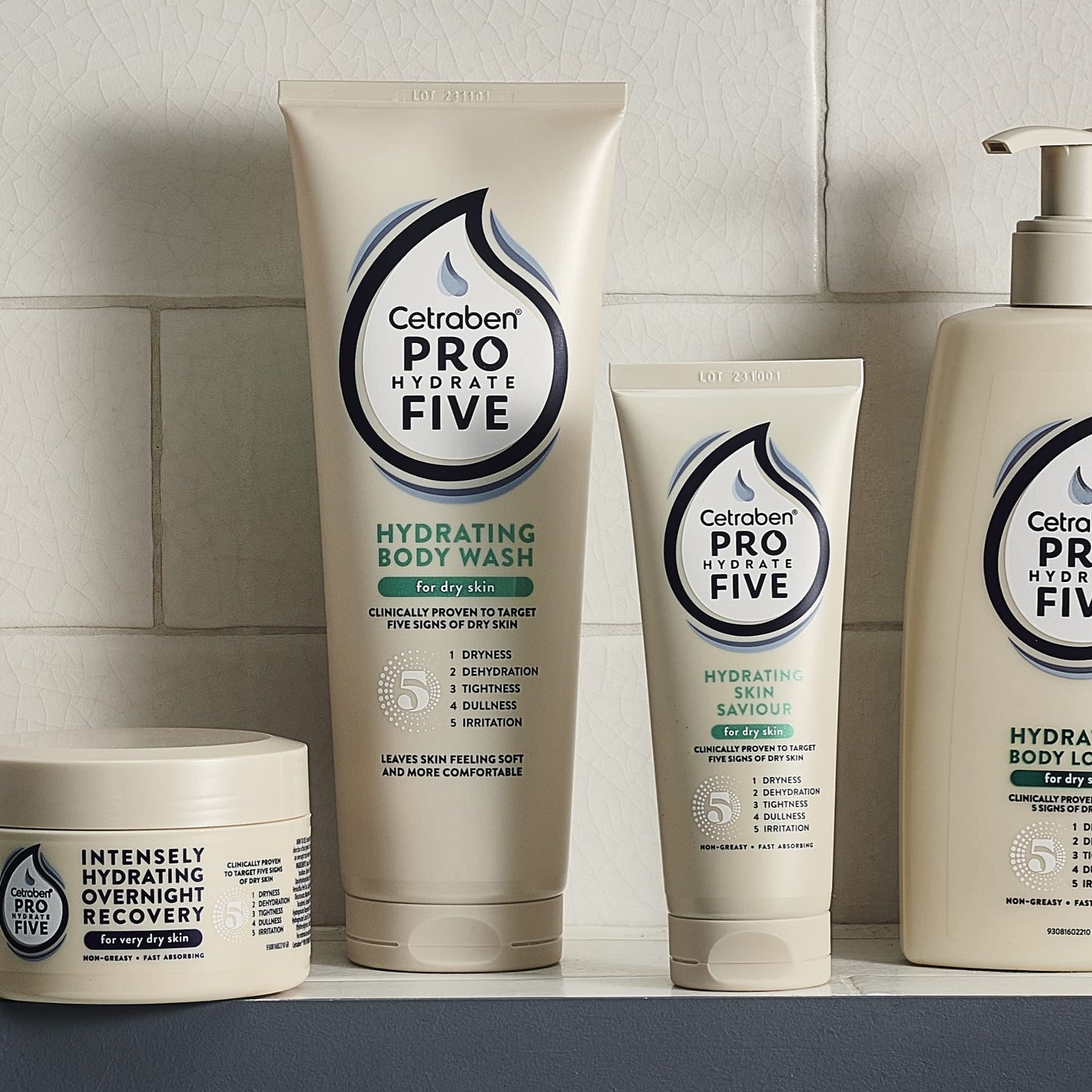 Pro Hydrate Five Daily Body Wash 250 ml with Ceramides and Vitamin B5, Perfect for Dry Skin, Vegan Friendly, Cruelty Free