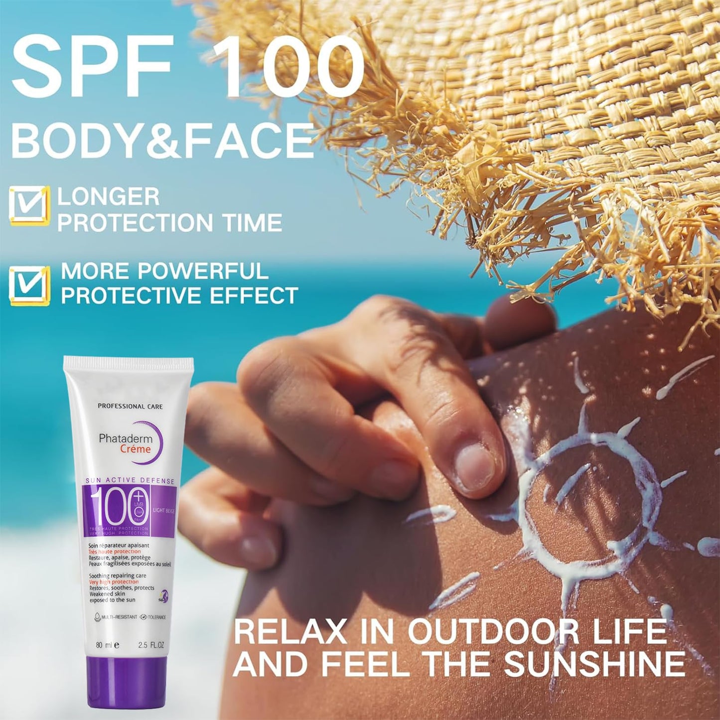 ChicNana Sunscreen SPF 100+, Sun Cream SPF 100 PA+++, Very High Protection Suncream Factor 100, Very Water + Sweat Resistant, Refreshing, Ultra Light UV Protetion Face Sunscreen Non Greasy & Non Sticky (80ml)