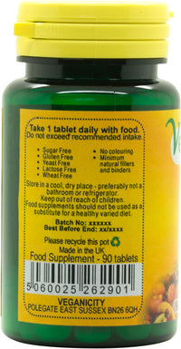 Veganicity Zinc General Health Supplement 10mg 90 Tablets