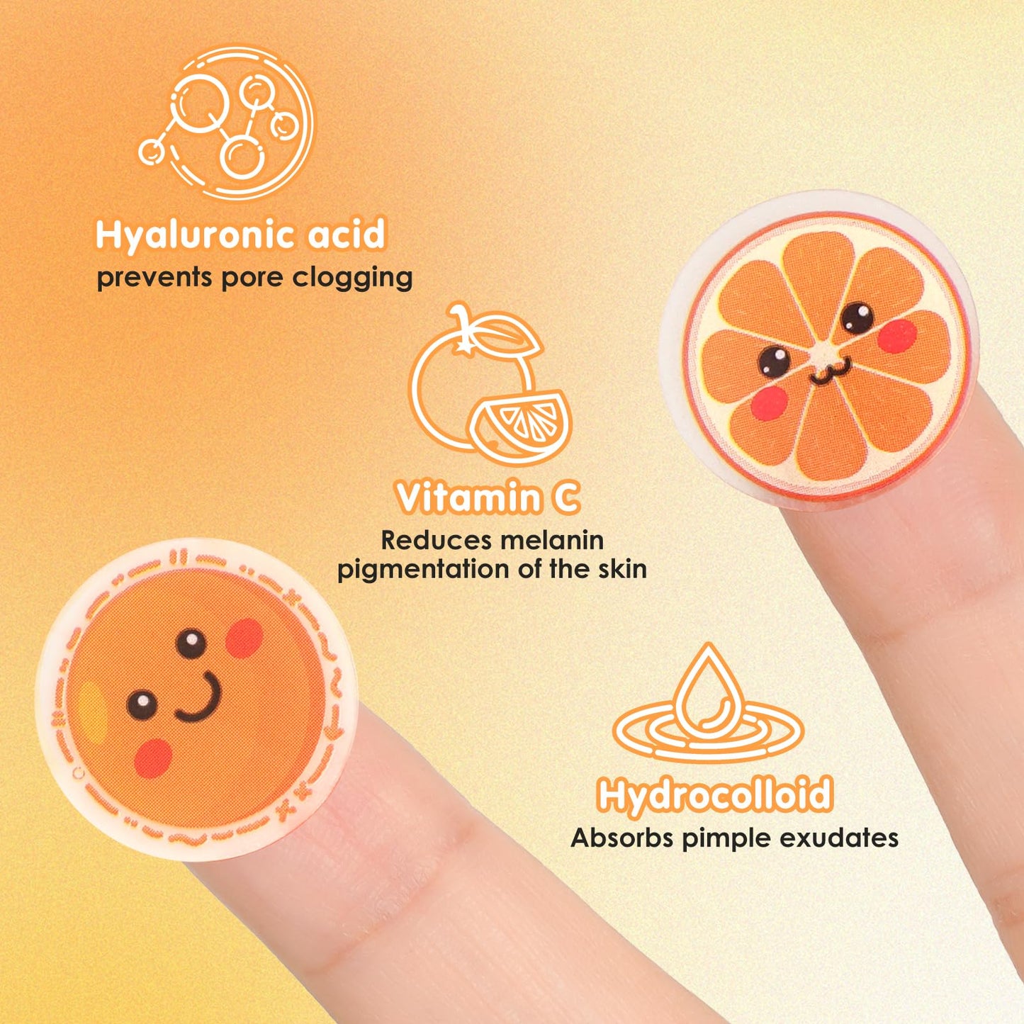 AUSLKA Pimple Patches Hydrocolloid Patches, Orange Shape Pimple Patches for Face, Zit Patches Contain Vitamin C, Cute Blemish Patches for Women, 120 Patches Cover Spot in Skin