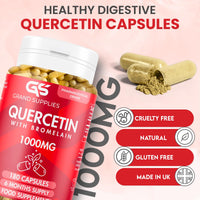 Generic Pure Quercetin Supplement 1000mg- Organic Quercetin Bromelain Capsules for Immune Health, Respiratory Support, & Overall Wellness- Non GMO Antioxidant Supplement- 6 Month Supply