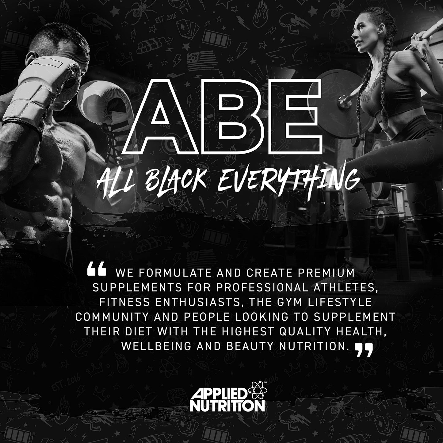 Applied Nutrition Bundle ABE Pre Workout 375g + 700ml Protein Shaker | All Black Everything Pre Workout Powder, Energy & Physical Performance with Creatine, Beta Alanine (Candy Ice Blast)
