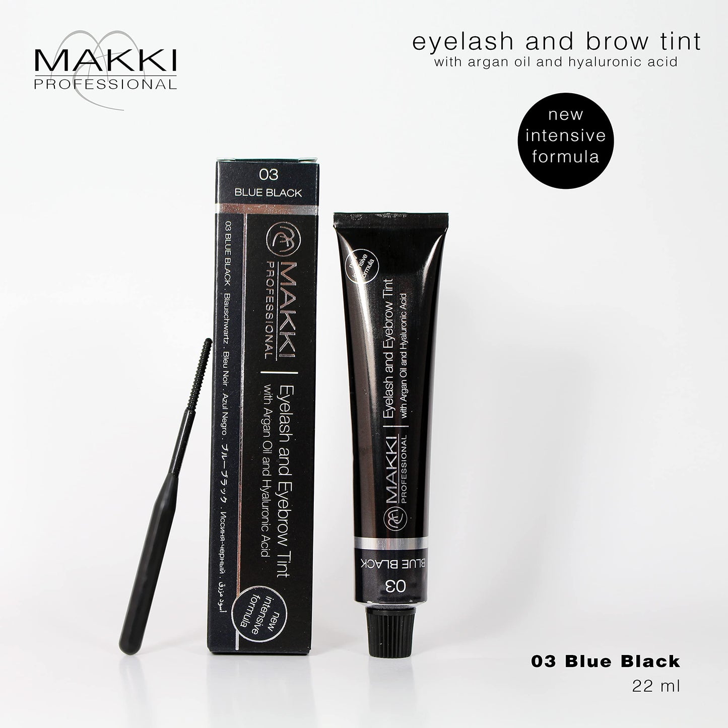 03 Blue Black Makki Professional Intensive Eyelash and eye brow tint dye with argan oil & hualuronic acid 22ml