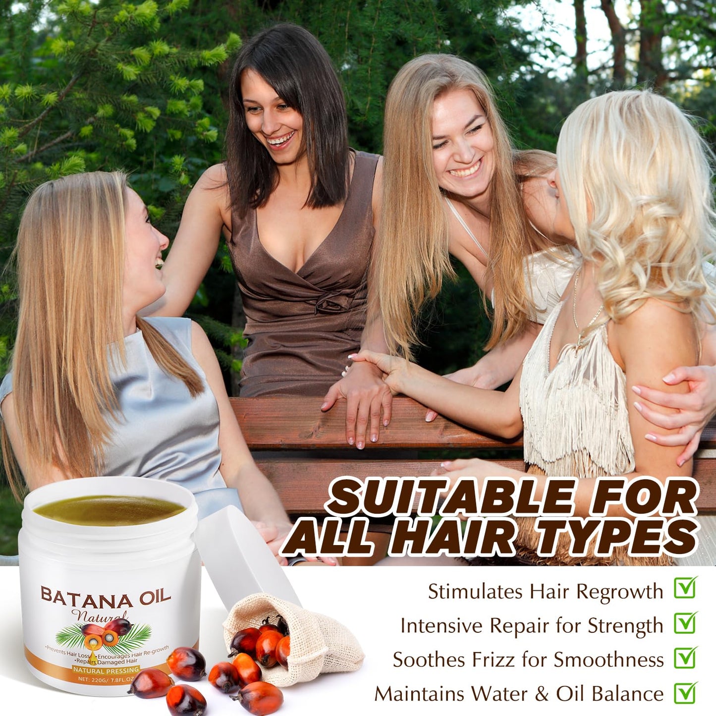 Generic 100% Pure & Natural Batana Hair Growth Oil (220g)-Eliminates Split Ends-Prevent Hair Loss-Increases Shine for Men & Women-For Thicker & Stronger Hair-Repairs Damaged Hair & Skin For Men & Women,7.8 Oz