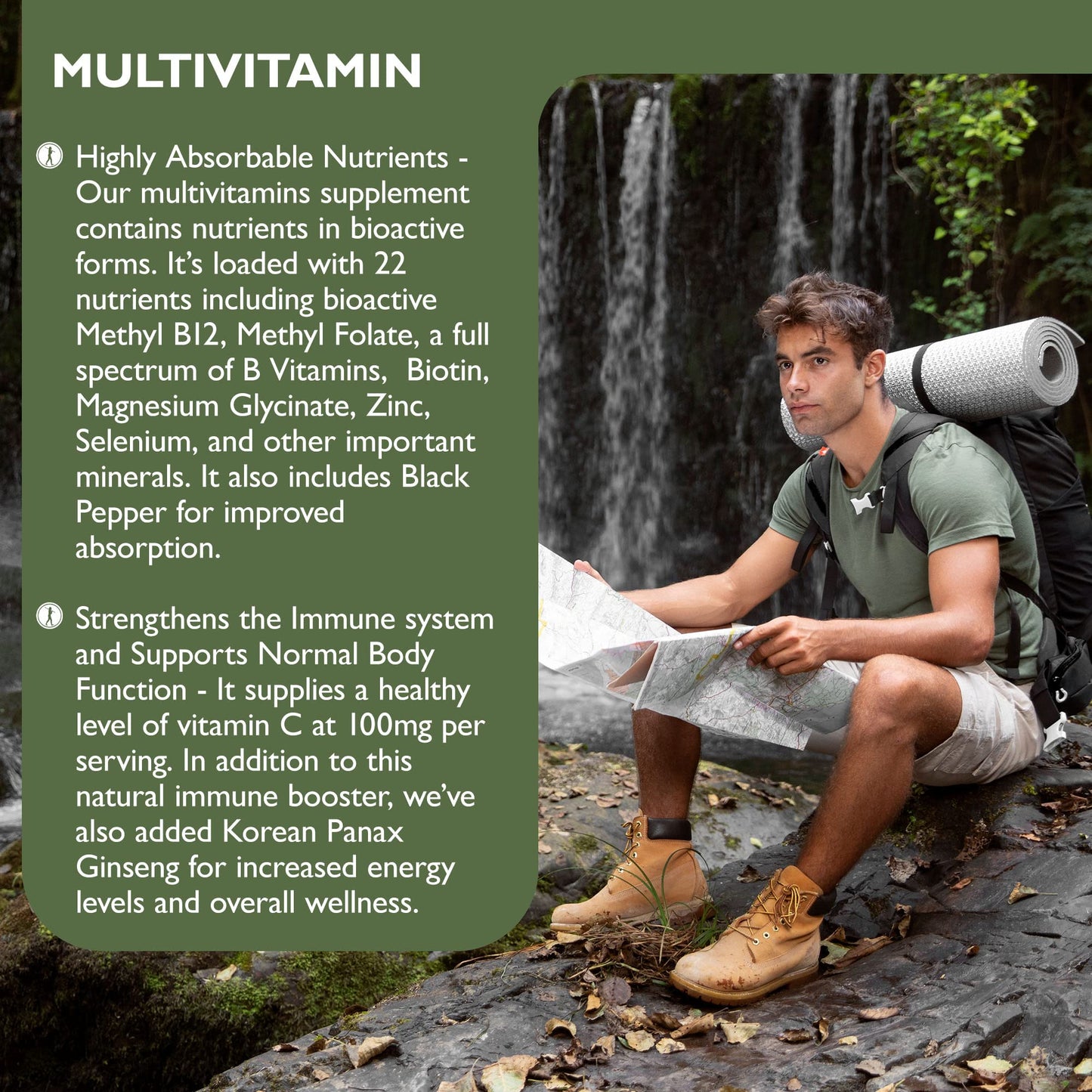 Barefoot Nutrition - Optimum Multivitamin & Mineral Supplement, Bioactive High Strength Formula with Vitamin C Complex, Superior Absorption for Immune Support - 60 Vegan Capsules