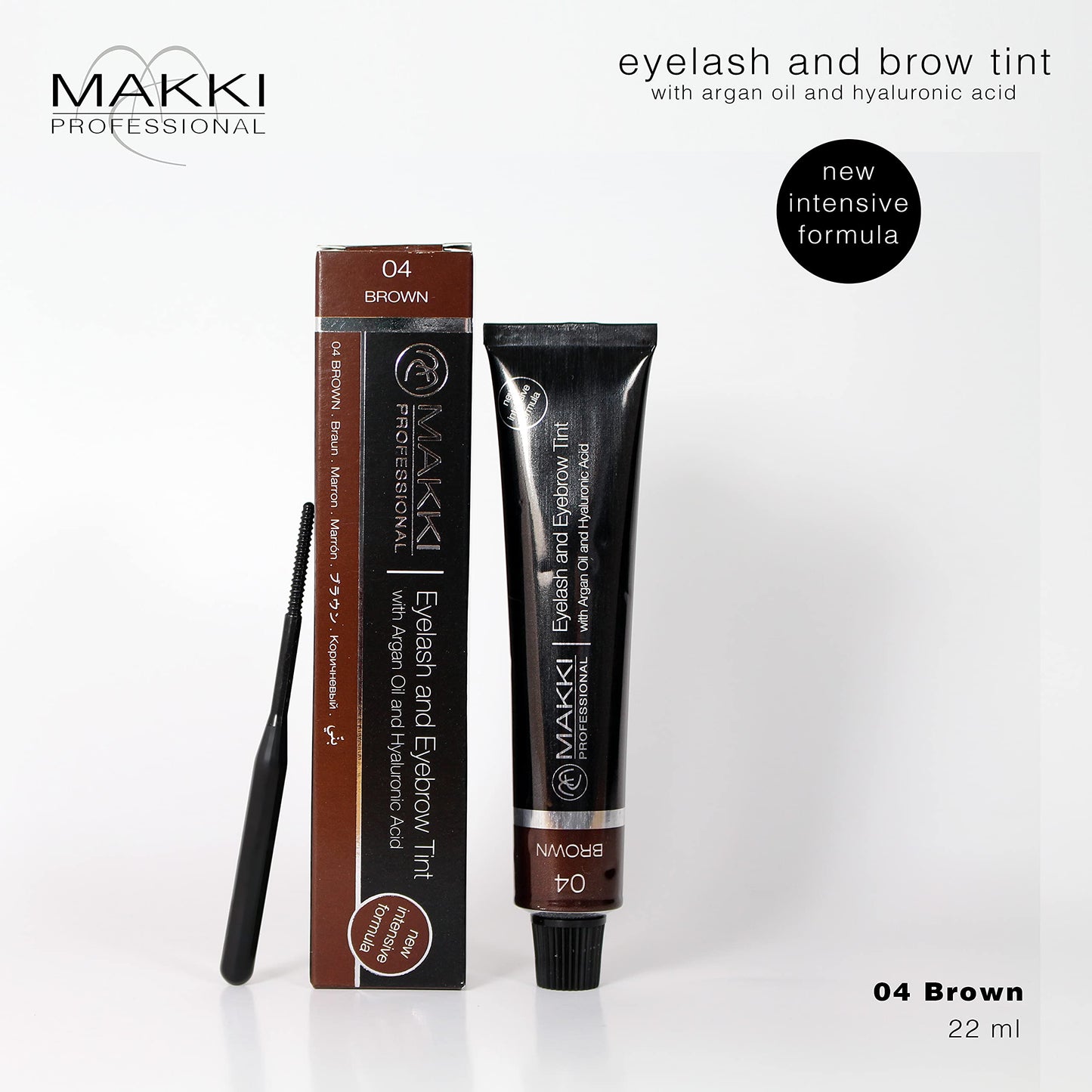 04 Brown Makki Professional Intensive Eye lash and eyebrow tint dye with argan oil & hualuronic acid 22ml
