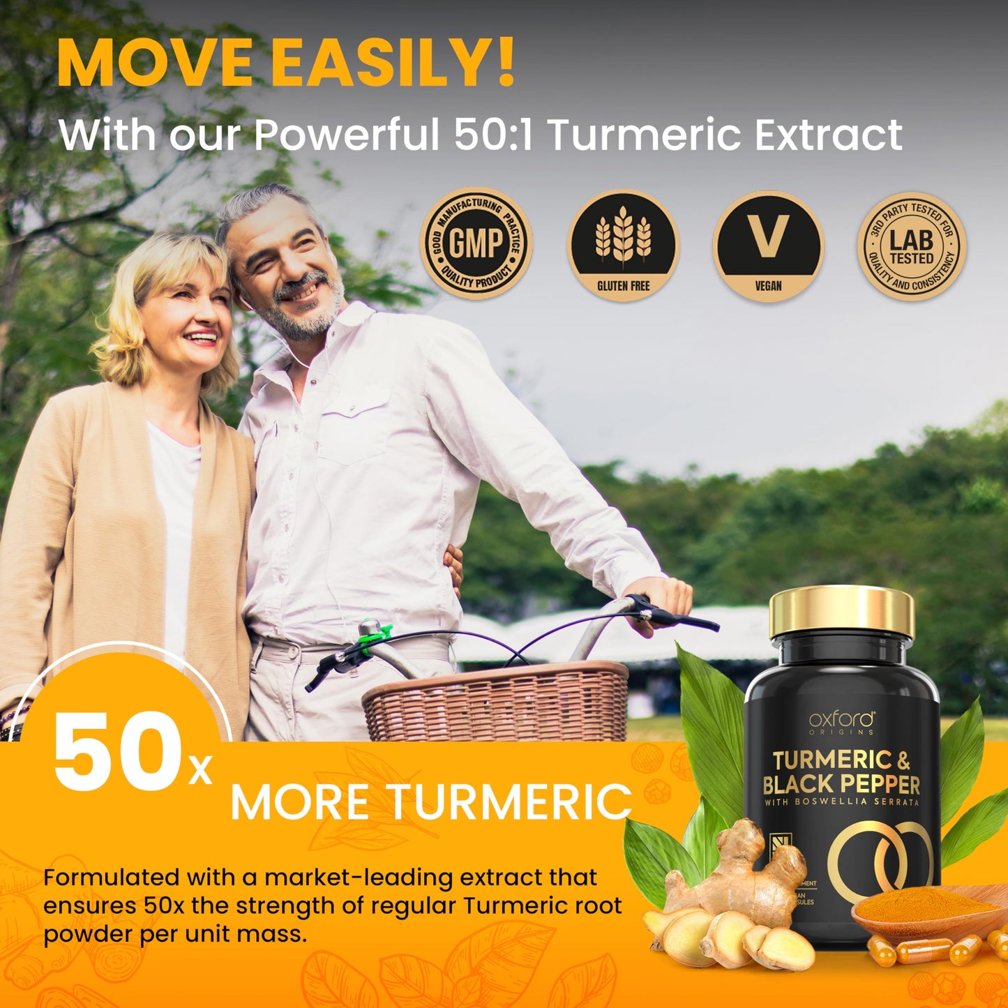Advanced Turmeric Capsules High Strength 3000mg, Boswellia & Black Pepper | ONE per Day | Turmeric and Black Pepper Capsules Locally Made in UK, Turmeric Powder Joint Care Supplements (120 Capsules)
