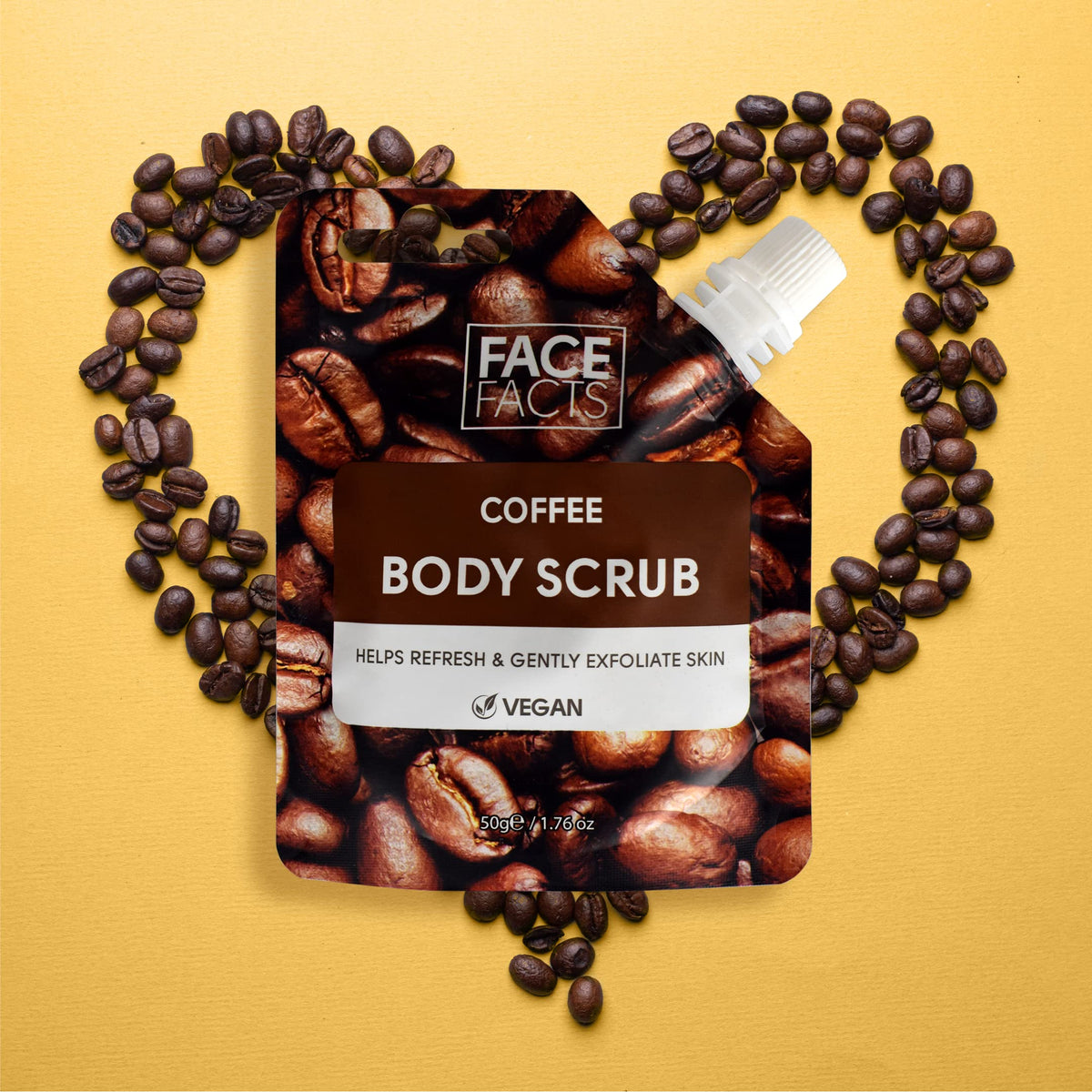 Face Facts Coffee Dry Exfoliating Scrub | 99% Natural | Removes Dirt + Impurities | Smooth + Glow | Vegan | 50g