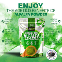 Organic Alfalfa Powder 500g Support Energy and Stress, Vegan Keto Green Superfood Supergreen Raw Natural Alfalfa Powder Juice Shots PROELITE