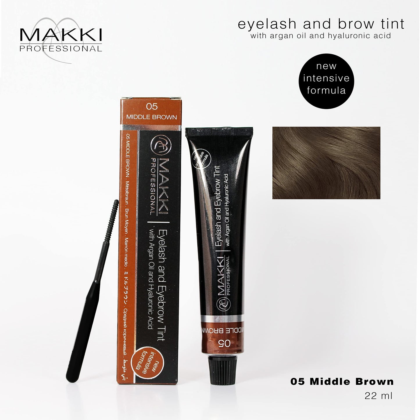 05 Middle Brown Makki Professional Intensive Eyelash and eyebrow tint dye with argan oil & hualuronic acid 22ml