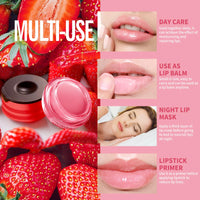 QUIWEN Honeybalm Lip Balm, Lip Mask Lip Sleeping Mask, 2 Pcs Honey+Strawberry Bee Balm, Moisturizing Skincare lip Mask for Day&Night Lip Care,Repair,Prevent Dry Crack,Lip Line Reducing