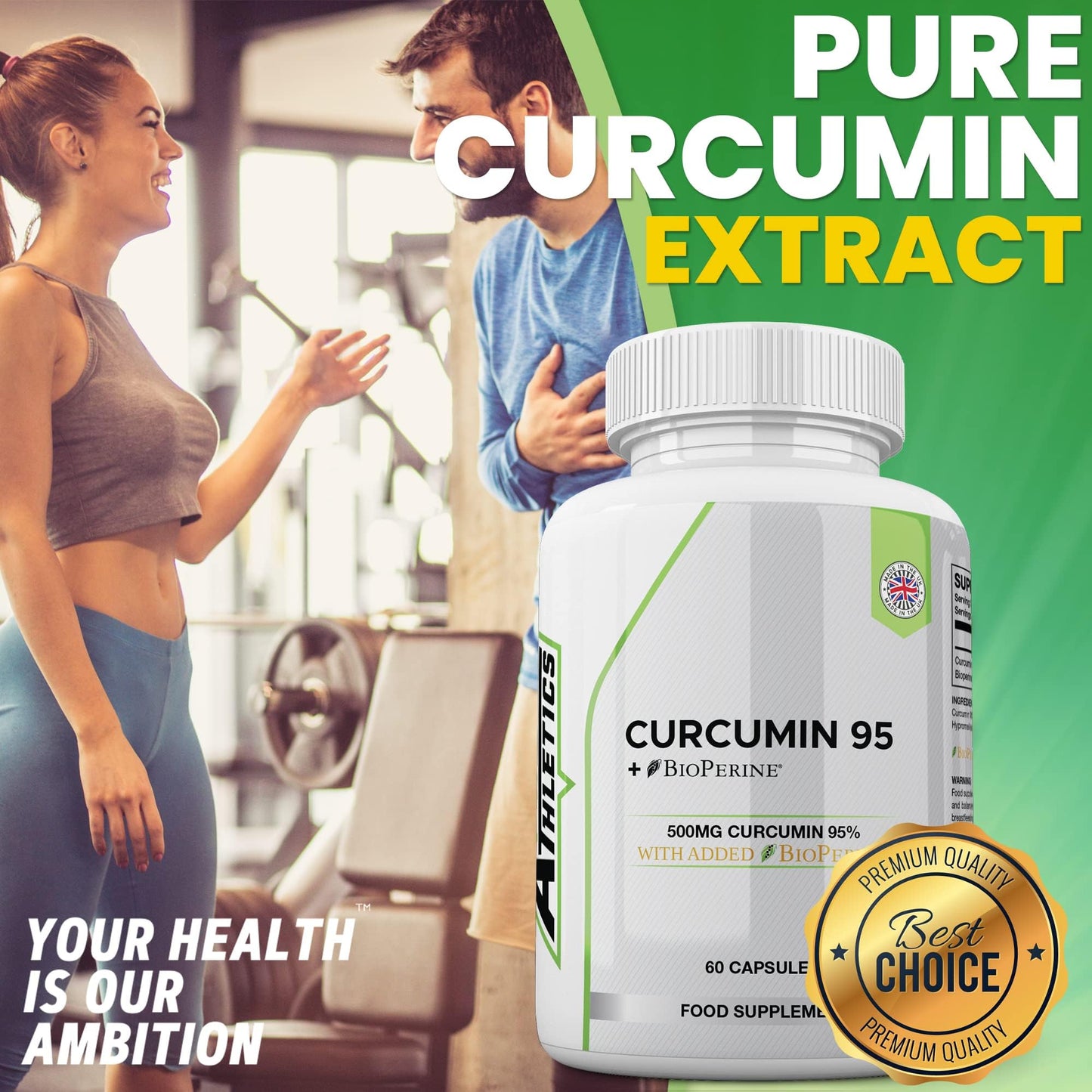 Curcumin 95 + Bioperine® 60 Turmeric Curcumin Capsules High Strength with Black Pepper - Curcumin 95% & Black Pepper - Turmeric Curcumin UK Made…