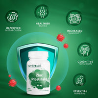 AMBROSIAL Ambrosial Zinc Picolinate 30mg Tablets - High Strength Zinc Supplements for Immune Support - Gluten Free Zinc Mineral Supplement for Skin, Hair, Nails, Bones & Zinc for Acne - 120 Zinc Tablets